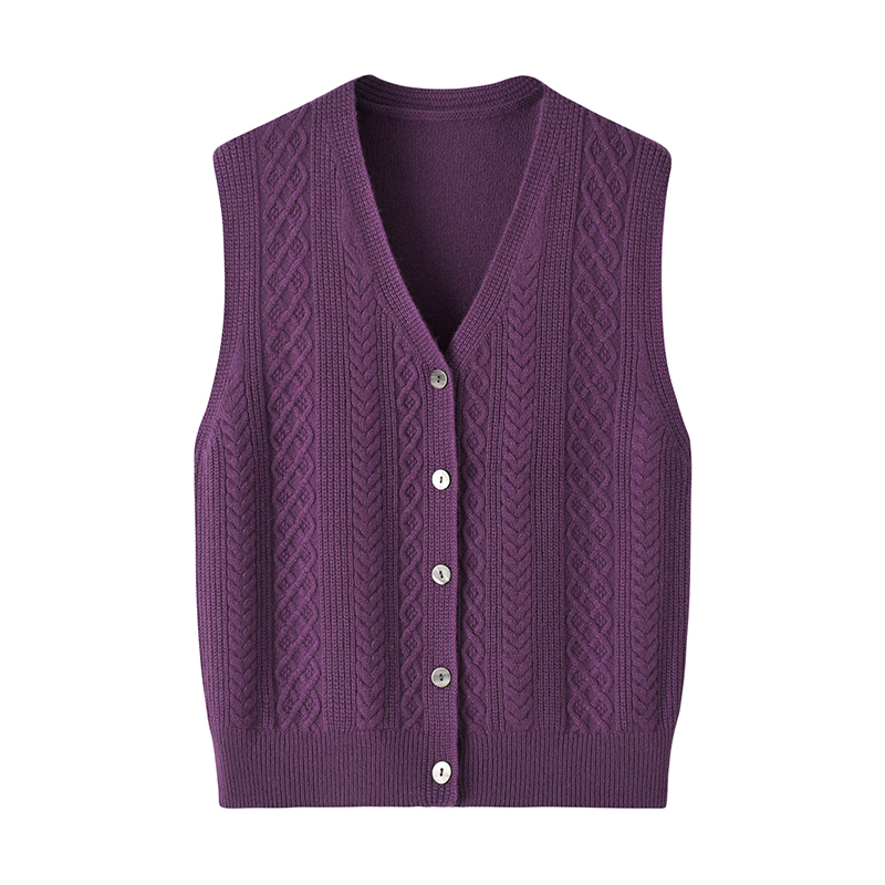 Wool Sweater, Large Size, Loose Fit, Middle-Aged and Elderly, Autumn and Winter Vest, Thickened and Warm, Women's Sweater Vest, Knitted Waistcoat