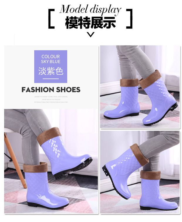 Mùa đông ống cao cộng với cotton cộng với nhung dày chống thấm nước mưa nam và nữ kích thước lớn giày cao su mưa chống trượt giày cao su bảo hiểm lao động ủng cao su ủng nữ đi mưa 
