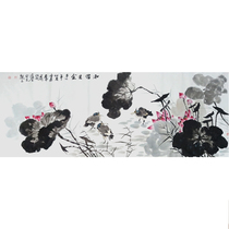 Pure hand-painted Chinese painting flower and bird painting living room bedroom hanging painting Chinese decoration banner calligraphy painting lotus freehand ink painting