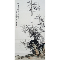 Pure hand-painted Chinese painting bamboo freehand ink painting bamboo newspaper safety decorative painting living room study office calligraphy painting hanging painting