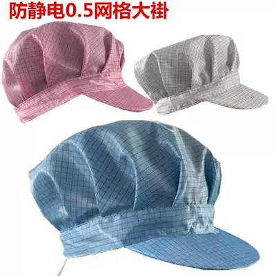 Anti-static 0 5 grid female worker hat Grid large worker hat Dust-free clean work hat workshop protective cap