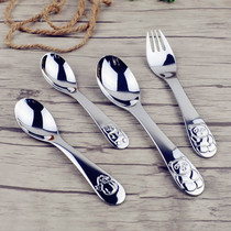 18-10 stainless steel tableware childrens spoon baby spoon learning to eat training spoon baby supplement spoon cartoon feeding spoon