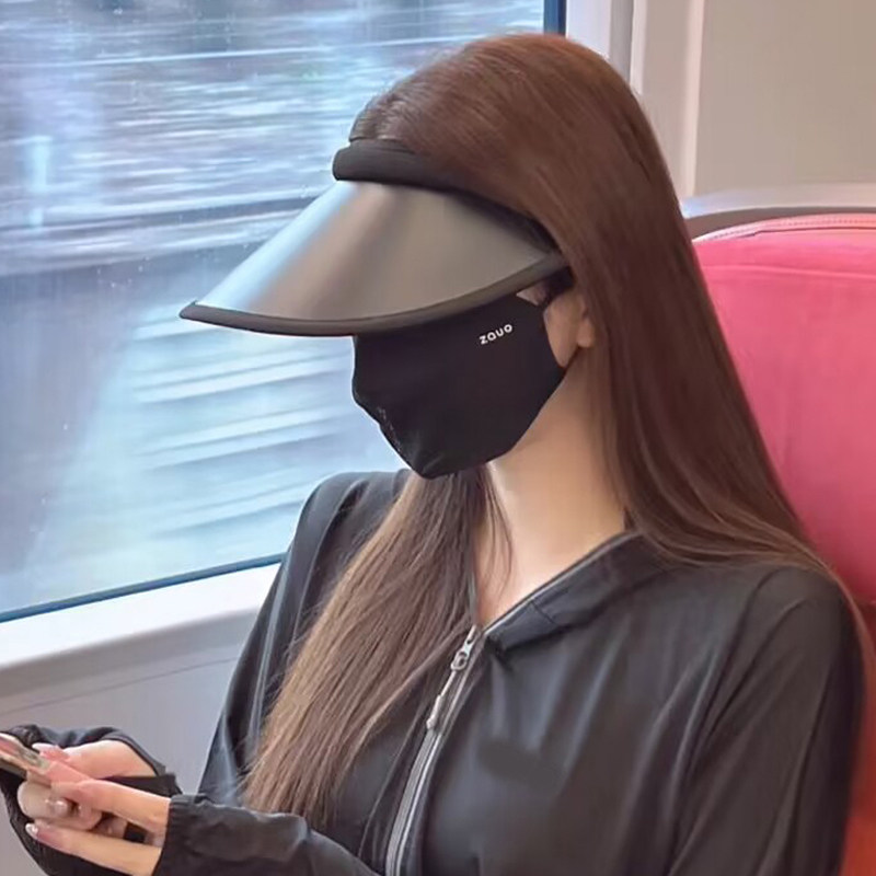 晚晚同款防晒帽女夏季韩国uv遮阳帽防紫外线户外遮脸空顶太阳帽子