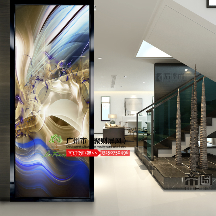 Eurostyle Art Glass Xuanguan Living room Aisle Screen Partition into the family background Brief Abstract Light Transmission Line Modern