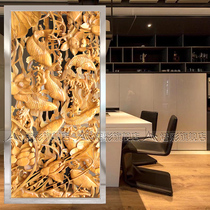 Modern Jane Europe Art Glass Entrance Entrance Partition Partition Screen Background Wall Flower Flower Fish Imitation Wood Carving