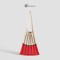 Orange Teenage Girl Folds Single Shoulder Bag Small Crowdknit Tote Bag Casual 100 Lap Sails Cloth Bag Advanced Sensual Multicolored Big Bag