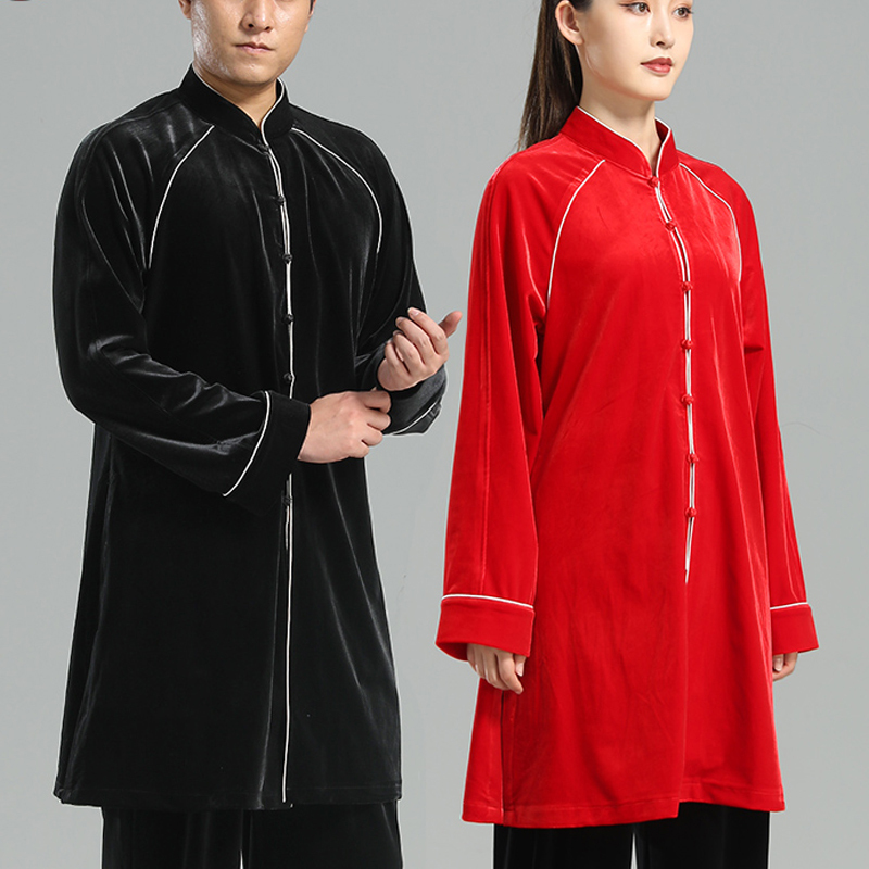 Tai chi clothing chinese kung fu uniforms Tai Chi Clothing suit men Velvet medium length suit autumn and winter New Style Tai Chi Clothingquan training clothes women Tai Chi Clothing competition clothes