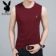 Mùa hè cotton không tay áo thun nam vest thể thao Slim thấm mồ hôi tròn cổ rượu vang đỏ vest vai áo vest