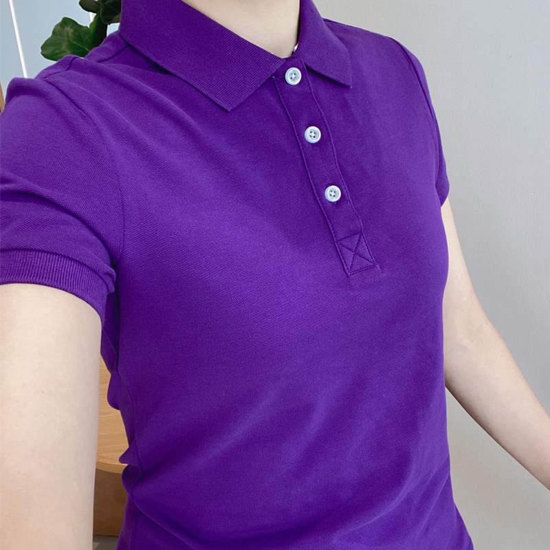 Polo Shirt Women's Summer Short-Sleeved T-Shirt Lapel Business Polo Collar T-Shirt Women's Pure Cotton Casual Sports Work Clothes