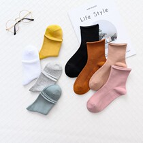 Socks Lady Spring Summer Spring Autumn Pure Cotton Slim mesh Japanese Songkou curbside Cylinder Socks Female Tide Silo Day Ensemble