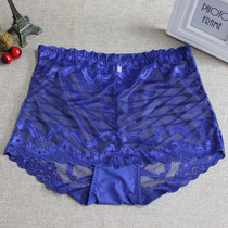 Lady Lace Transparent Sexy No-Mark Mesh Yarn Big Code High Waist Briefs Shorts Plus Fat Increase