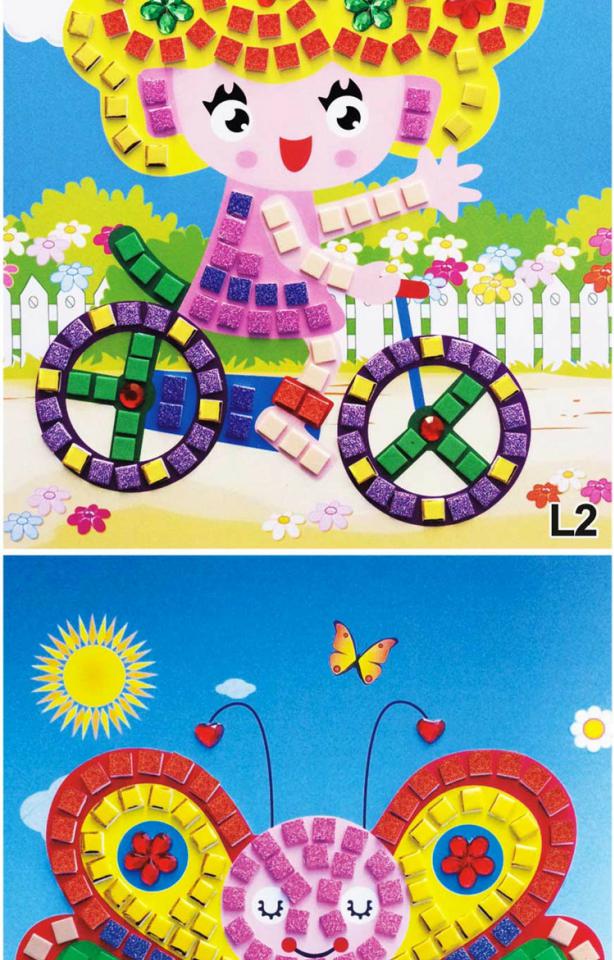 L series 12 miếng dán kim cương sáng bóng khảm ba chiều dán dán trẻ em sáng tạo DIY handmade shop đồ chơi trẻ em