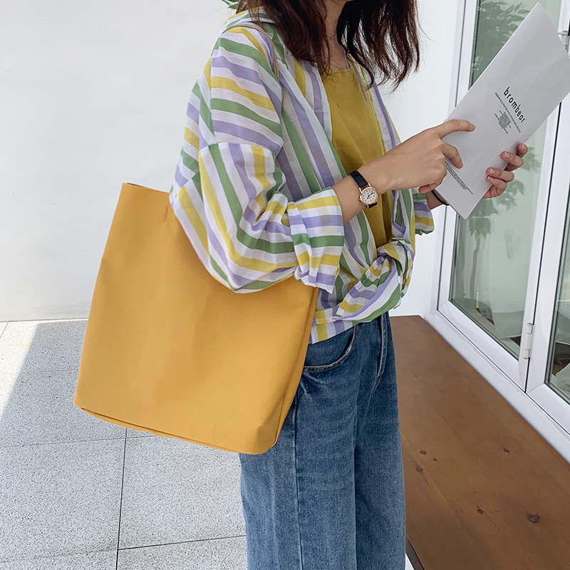Hàn Quốc công suất lớn giải trí mua sắm túi đeo vai túi vải yêu thích túi cỏ đơn giản 3 gói màu - Túi xách nữ túi xách nữ hàng hiệu cao cấp