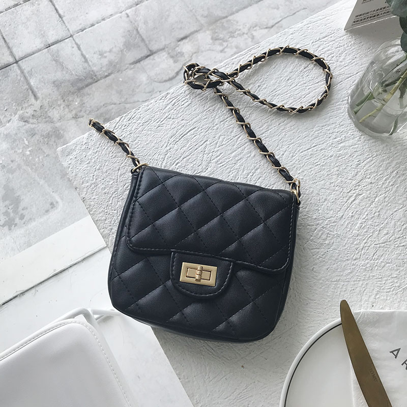 2019mini phiên bản tiếng Hàn mới của khóa đơn giản mini in hình chuỗi mini hình thoi Túi nhỏ hình vuông - Túi xách nữ túi da nữ