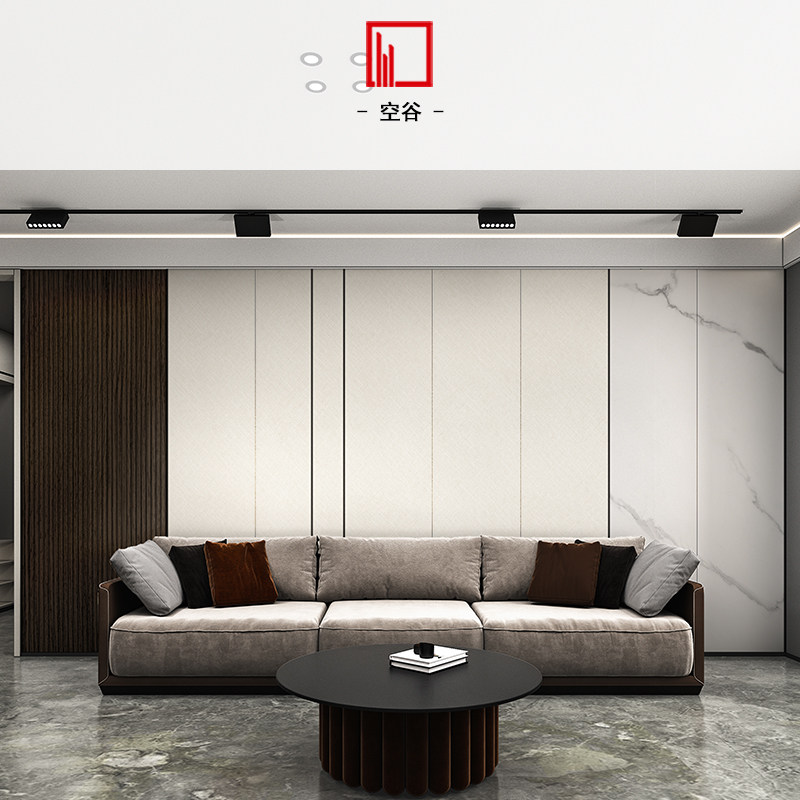 Empty Valley Custom Home Background Wall 2021 New Finishes Wall Panel Hardwrap Living-room Sofa Background Wall Minima Light Extravaganza