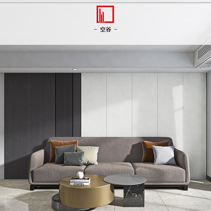 Empty Valley Custom Home Background Wall 2021 New Finishes Wall Panel Brief Light Lavish Living Room Sofa Background Wall Hard Bag