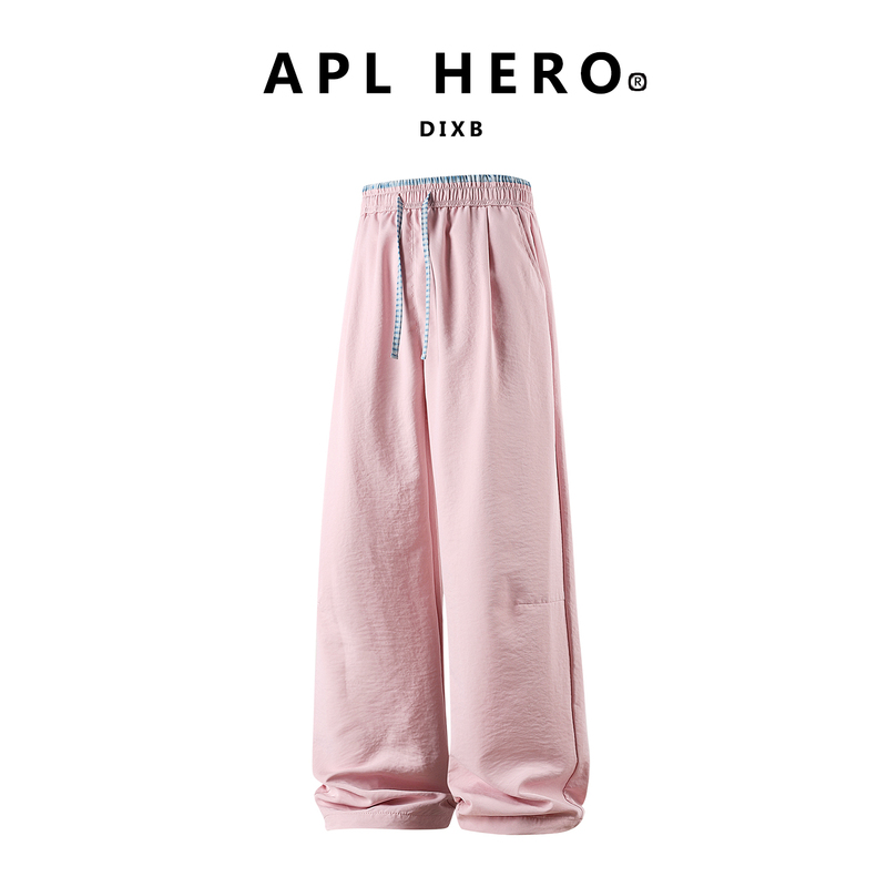 [Brand Official Authentic Product] American-Style Drawstring Wide-Leg Pants for Men and Women, Simple Sports Loose-Fitting Long Pants, Couple Casual Pants