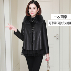 Кожаная куртка 海孤品捡漏！宁真皮羽绒服女短款2021新款绵羊皮皮衣内胆可脱卸