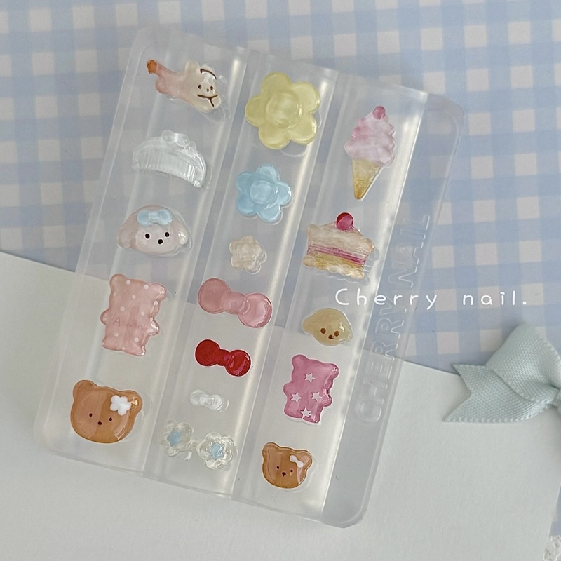 Cherry Nail Art "Spring Kindergarten" Flower Ice Cream Mini Cake Bow Nail Art Mold Cherry Nail Art "Spring Kindergarten" Flower Ice Cream Mini Cake Bow Nail Art Mold