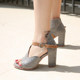 European and American women's summer sheepskin color-blocked straps thick heel open toe fashion sexy sandals