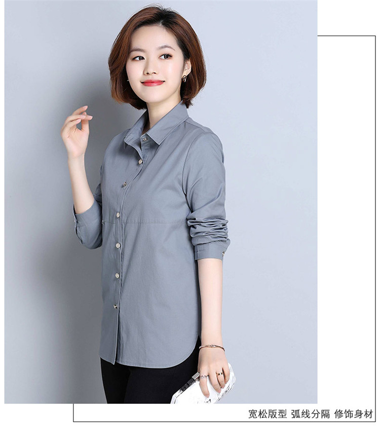 Dẫn đầu một chiếc áo có cổ, mùa xuân, áo cotton nữ trung niên, trung niên 40-50 tuổi, áo mẹ - Áo sơ mi áo sơ mi rộng