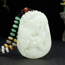  Natural Hetian jade Pixiu pendant Mens lucky evil jade pendant Natural jade Pichu mens pendant necklace