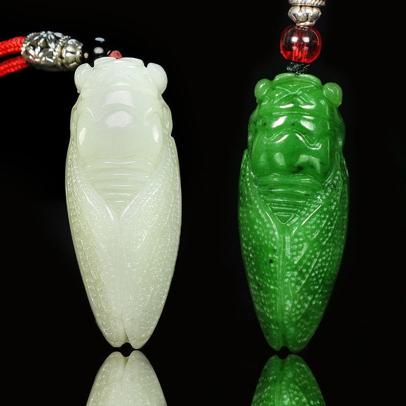 Natural Hetian jade jade cicada pendant Wang Wenchang career studies Jinchan blockbuster jade necklace School jewelry