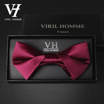 Mens best man groom red black bow tie shirt male wedding wedding British high-end Korean women bow