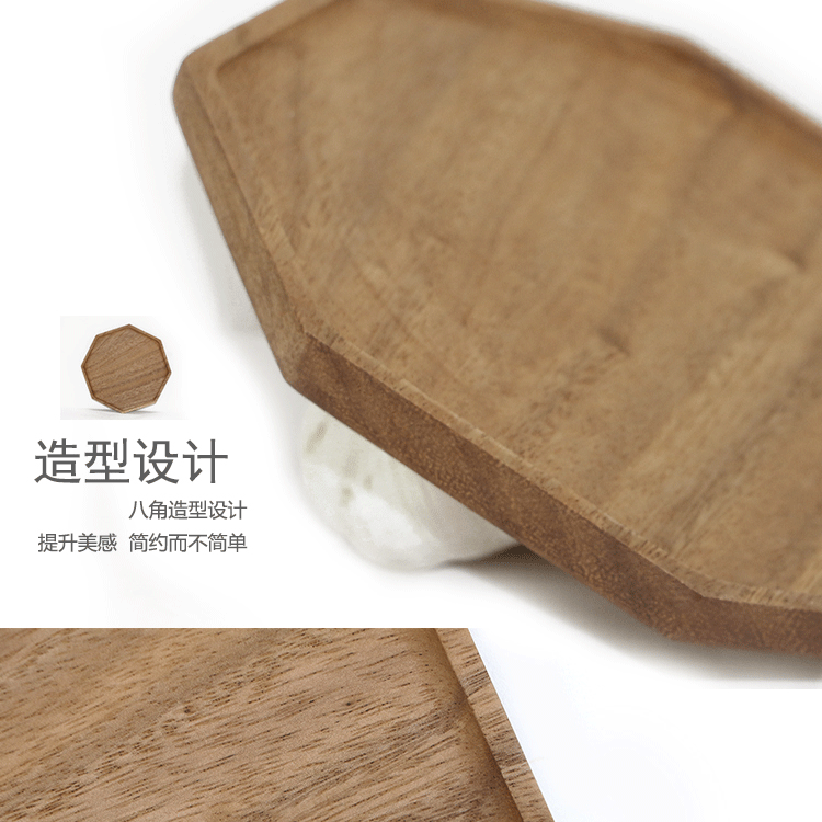 Gỗ keo hình bát giác, tấm gỗ không sơn, tấm trái cây, đĩa ăn nhẹ, thực phẩm và đồ uống - Tấm đồ gia dụng bằng gỗ