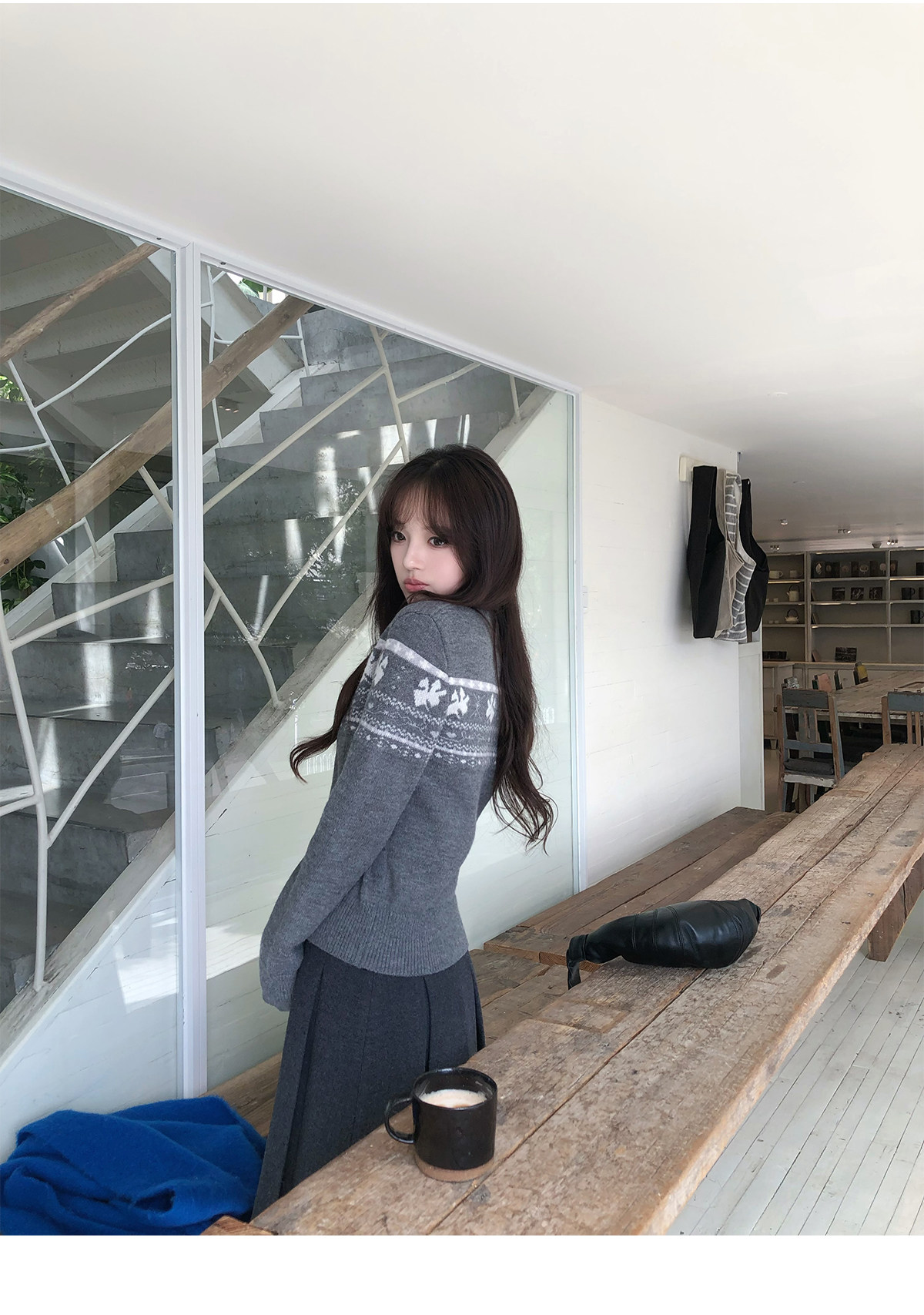 라운드 넥 오픈 가디건 쇼트 스타일 공정한 섬 스웨터 여자 가을 겨울 슬림해 보이는 느긋한 바람 몸매 가꾸기 오픈 가디건 맨위 로드 중 상세 이미지 9