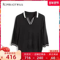 Plus size womens fashion spring new POLO collar short sleeve T-shirt top loose skinny knit 620101310
