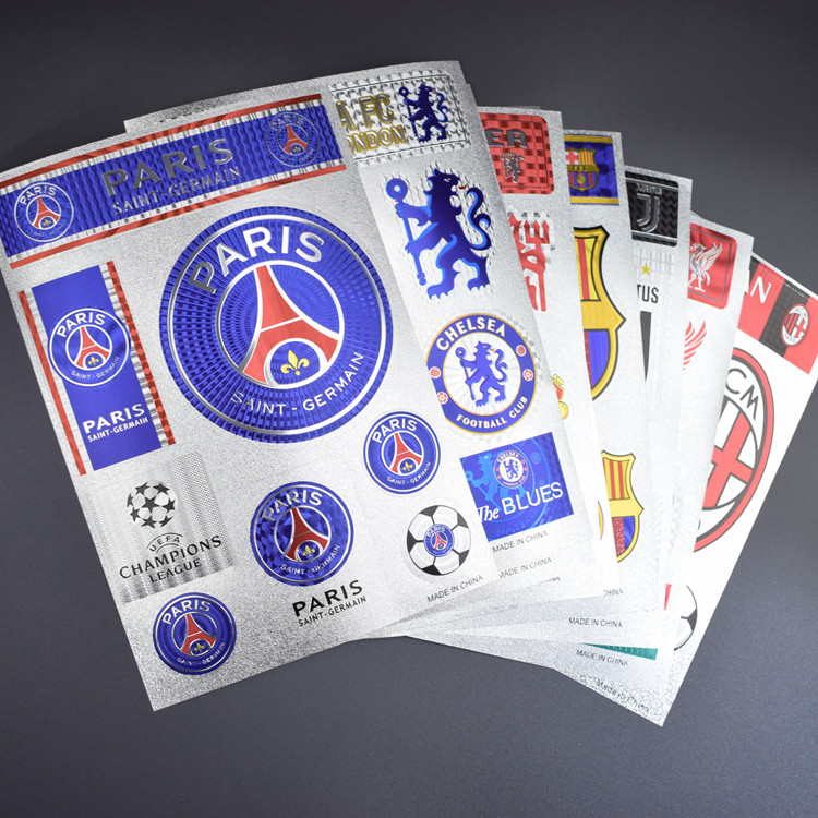Football team emblem laser universal sticker Real Madrid Barcelona Milan Manchester United team emblem universal glue non-sticky paper