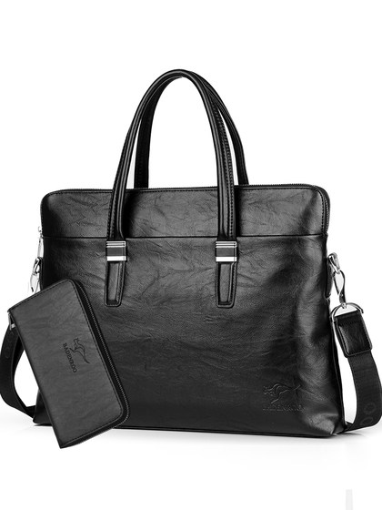 蓝博袋鼠男士包包真皮公文包男商务牛皮手提包单肩斜挎电脑包男包