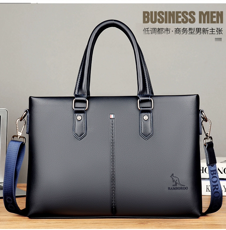 Blue Bo Kangaroo Giới tính nam kinh doanh Cặp da Túi tote nam Da nam Túi đeo vai Túi đeo tay - Túi của con người