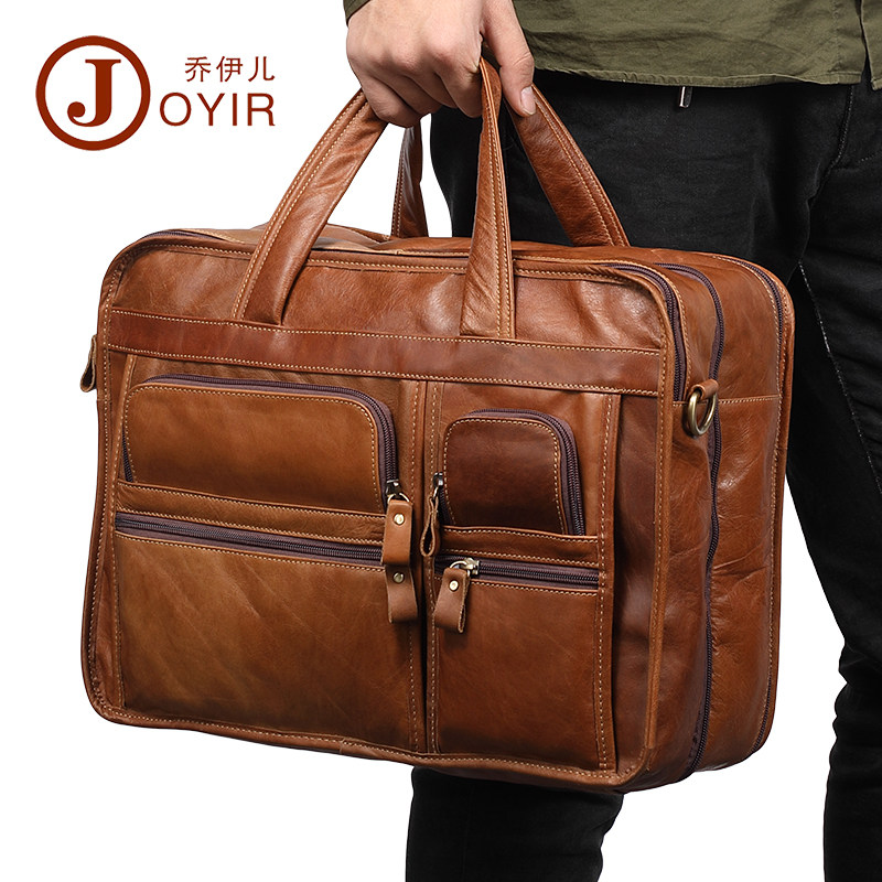 Men's bag Business briefcase Large capacity headlining Bull Leather Handbag leather men's bag Single shoulder Handbags Inclined Satchel Bag
