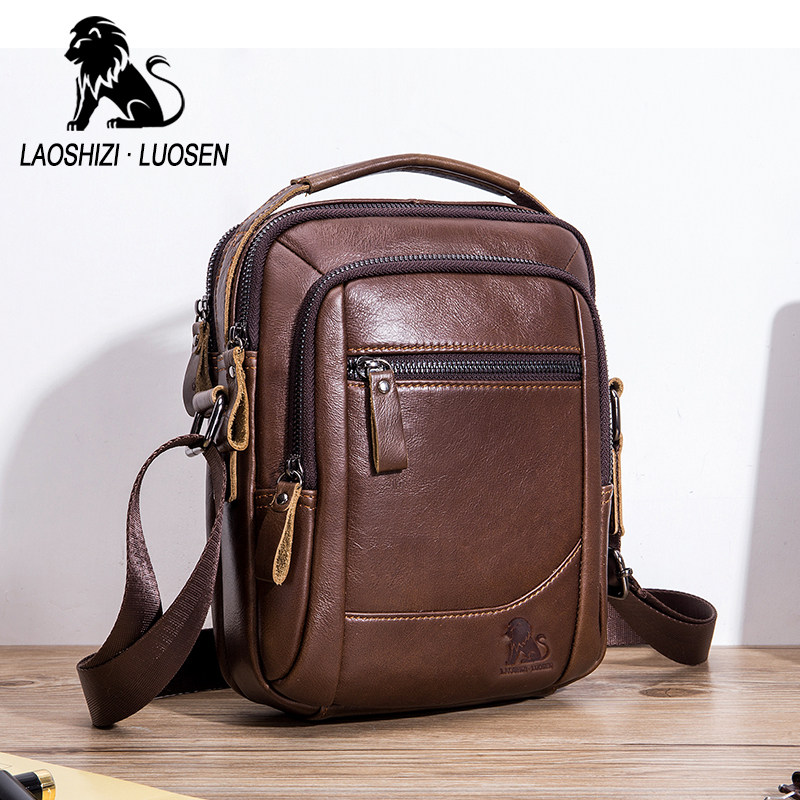 Men's bag satchel casual single shoulder front backpack genuine leather skew satchel chest bag male headlining Bull Leather Inclined Shoulder Bag Men's Bag-Taobao