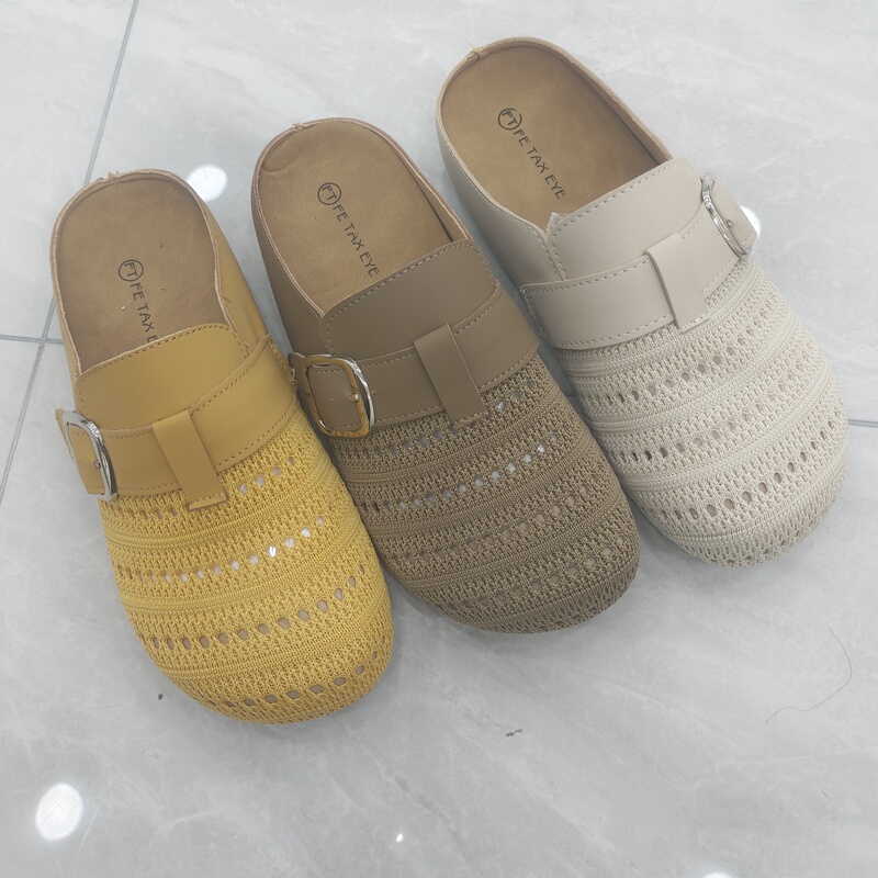 2026 New Style Women's Summer Mules with Belt Buckle, Suitable for Wearing with Skirts, Hollow Breathable Thick-Soled Sandals