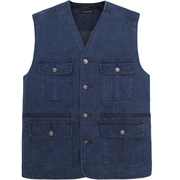 . Đa túi Summer denim đa mục đích giáp vest chất béo trung niên ngoài trời của nam giới để tăng mã ngựa Clip kan