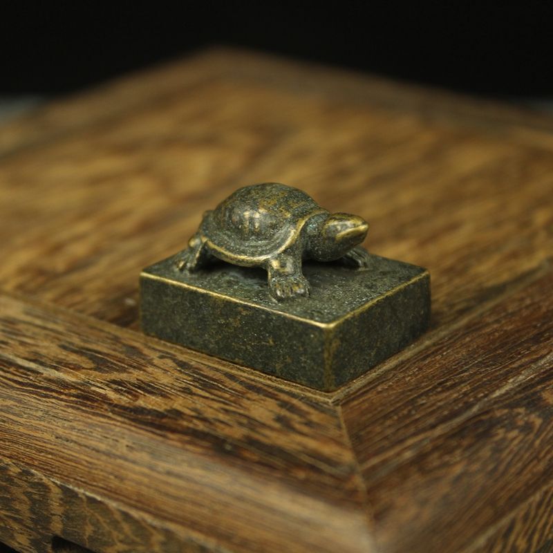 Antique Solid Copper Turtle Seal, Desktop Decoration, Copper Turtle Seal, Copper Turtle Knob Seal, Home Office Study