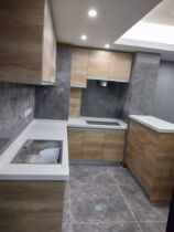 Kitchen home kitchen cabinet custom whole small apartment quartz stone countertop love grid door panel kitchen stove cabinet kitchen