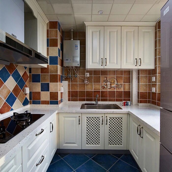 Quartz stone countertop blister door panel kitchen cabinet custom-made to make the lower cabinet and send it to the upper cabinet for free measurement and installation