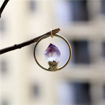 Natural Amethyst Pendant Ring Inlaid Amethyst Bud Pendant Original Stone Necklace