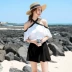 Lemana áo tắm nữ che bụng một mảnh váy nữ áo tắm ngực nhỏ ngực tập hợp một từ vai áo tắm spa - Bộ đồ bơi One Piece Bộ đồ bơi One Piece