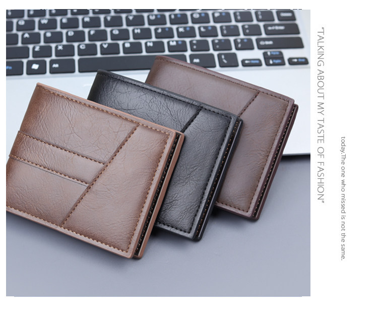 男士短款钱包男款卡包一体可放驾驶证男钱夹带拉链皮夹男式三折包详情13