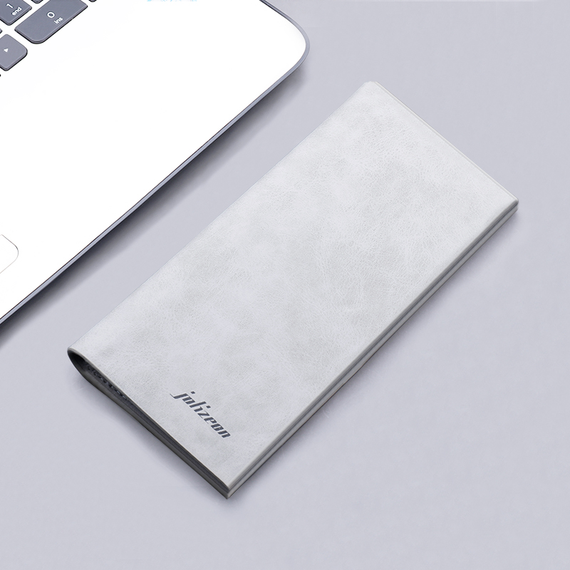 Minimalist men's long wallet ultra-thin with matt frosted leather money clip antique male style leather clip to let go for leisure