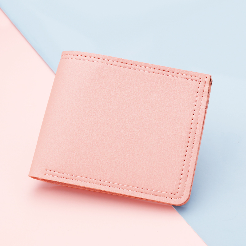 Folding Wallet for Women, Short, Thin, Minimalist Women's Wallet, Simple Ultra-Thin Small Wallet, Japanese Style, Student, with Zipper