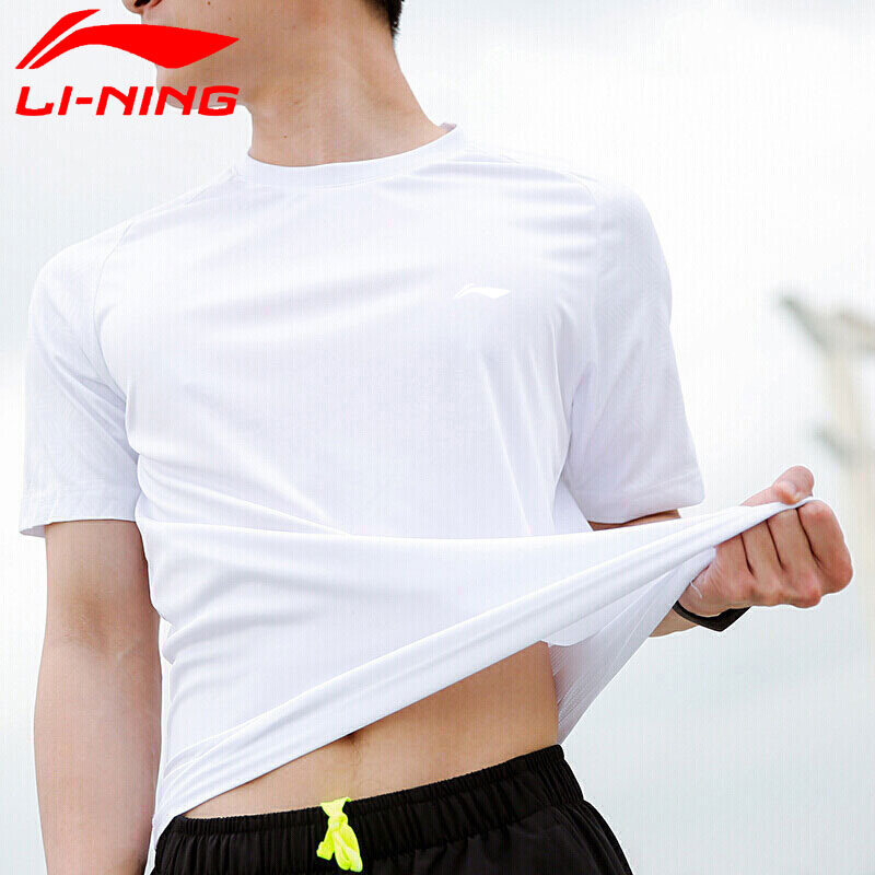 Li Ning short-sleeved t-shirt male running round collar summer breathable dry sports T-shirt casual wear white tide card top