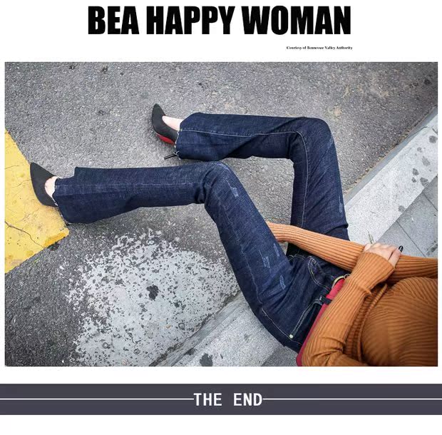 2019 mới mùa xuân và mùa đông quần denim nữ quần ống loe cao eo nữ phiên bản Hàn Quốc của quần co giãn Slim hoang dã quần jean rách nữ