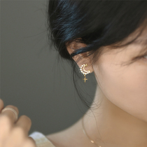 Painless Without Ear Clip ~ Moon Starlight ear nail temperament cute female earrings Earrings Accessories MOSQUITO-REPELLENT Disc Upholstered Clip