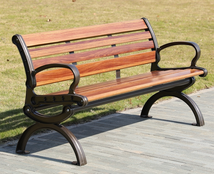 Park chair OUTDOOR LONG CHAIR IRON ART BACKREST STRIP CHAIR OUTDOOR GARDEN CASUAL REST BENCHES SOLID WOOD SEATS